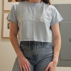 Topshop Sky Blue Casual Berlin Crop Top